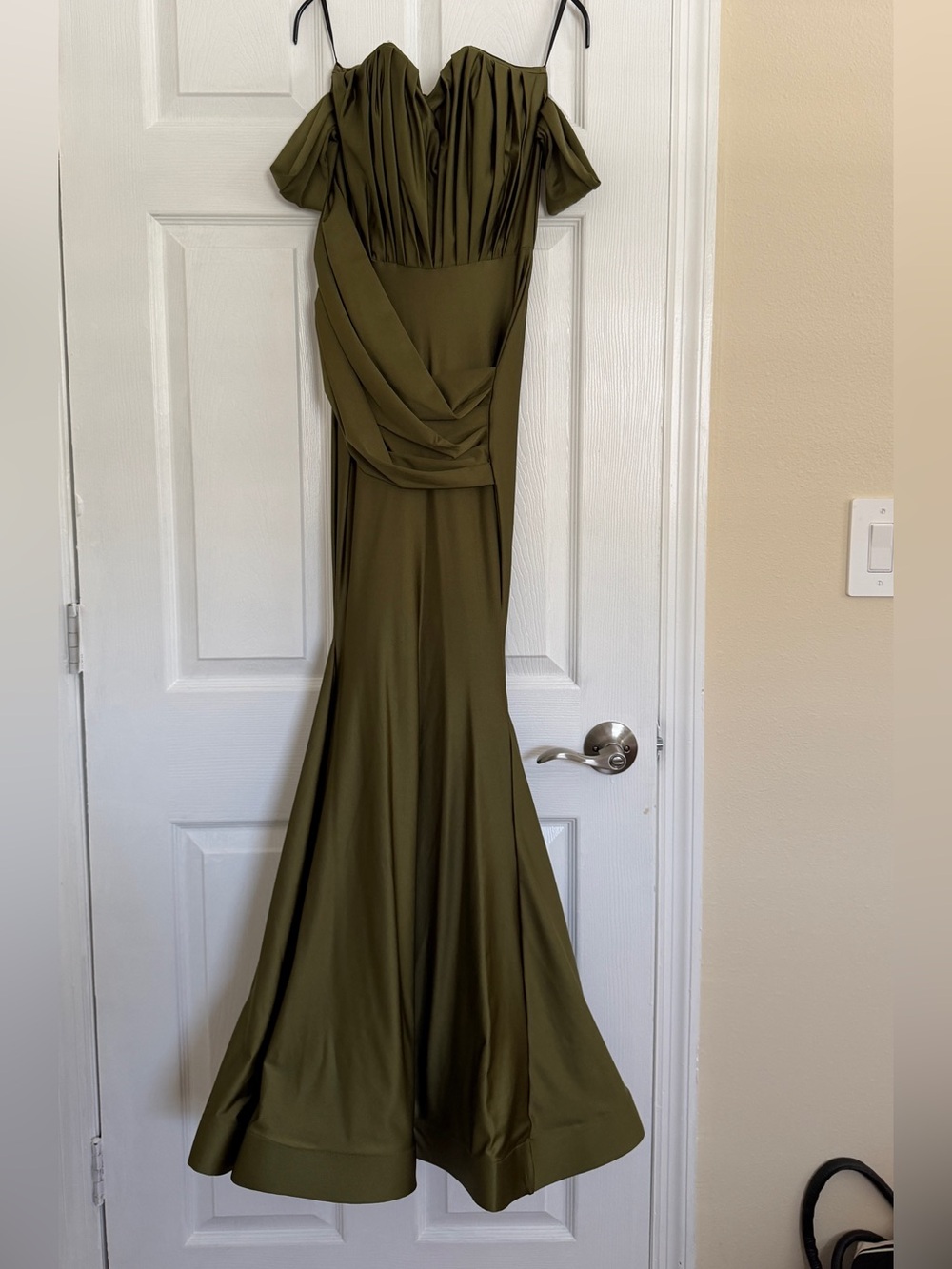 Jessica Angel Olive Green Off-Shoulder Prom/Wedding Guest Gown